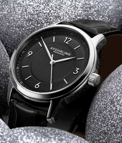 Black Dial / Silver Case / Black Leather Strap Tang Buckle