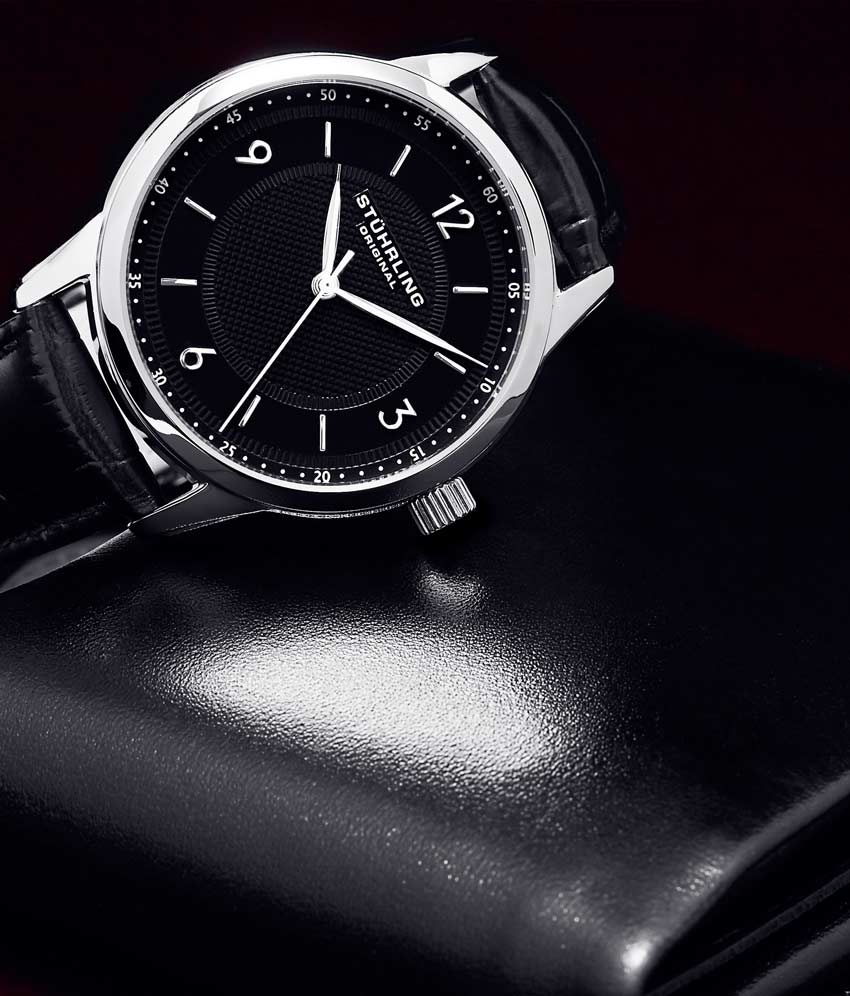 Black Dial / Silver Case / Black Leather Strap Tang Buckle