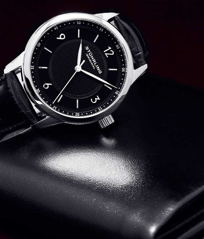 Black Dial / Silver Case / Black Leather Strap Tang Buckle