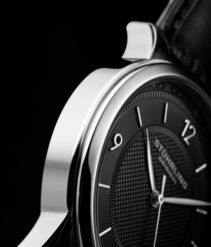 Black Dial / Silver Case / Black Leather Strap Tang Buckle