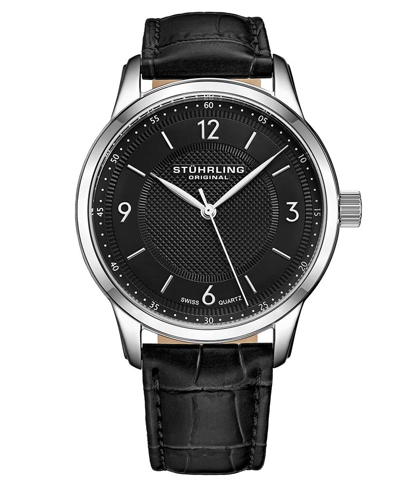 Black Dial / Silver Case / Black Leather Strap Tang Buckle