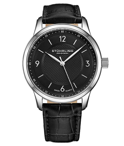 Black Dial / Silver Case / Black Leather Strap Tang Buckle