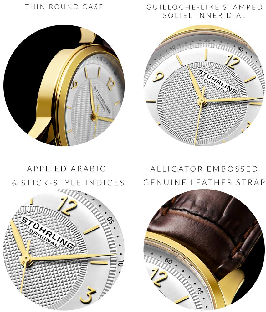 Silver Dial / Gold Case / Brown Leather Strap Tang Buckle