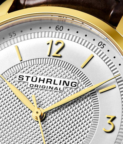 Silver Dial / Gold Case / Brown Leather Strap Tang Buckle