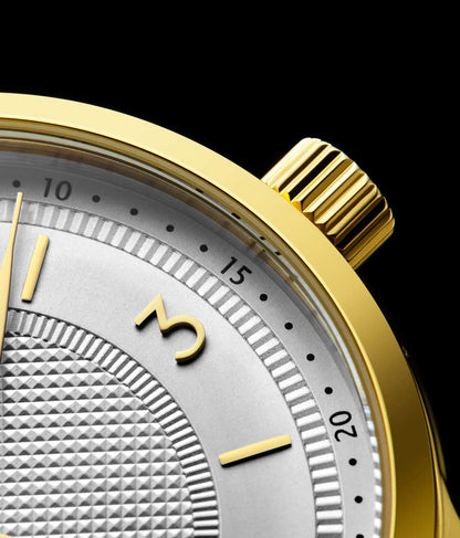 Silver Dial / Gold Case / Brown Leather Strap Tang Buckle