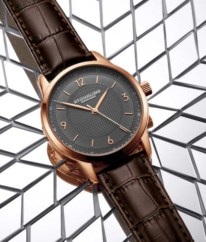 Grey Dial / Rose Case / Brown Leather Strap Tang Buckle