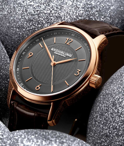 Grey Dial / Rose Case / Brown Leather Strap Tang Buckle