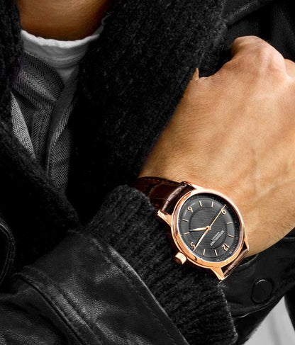 Grey Dial / Rose Case / Brown Leather Strap Tang Buckle