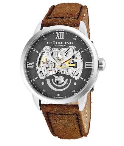 Black Dial / Silver Case / Brown Leather Strap Tang Buckle