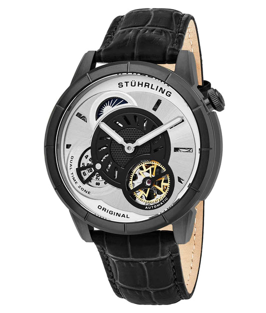 Black Dial / Gun Metal Grey Case / Black Leather Strap Tang Buckle