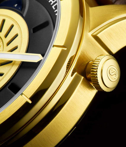 Gold Dial / Gold Case / Brown Leather Strap Tang Buckle