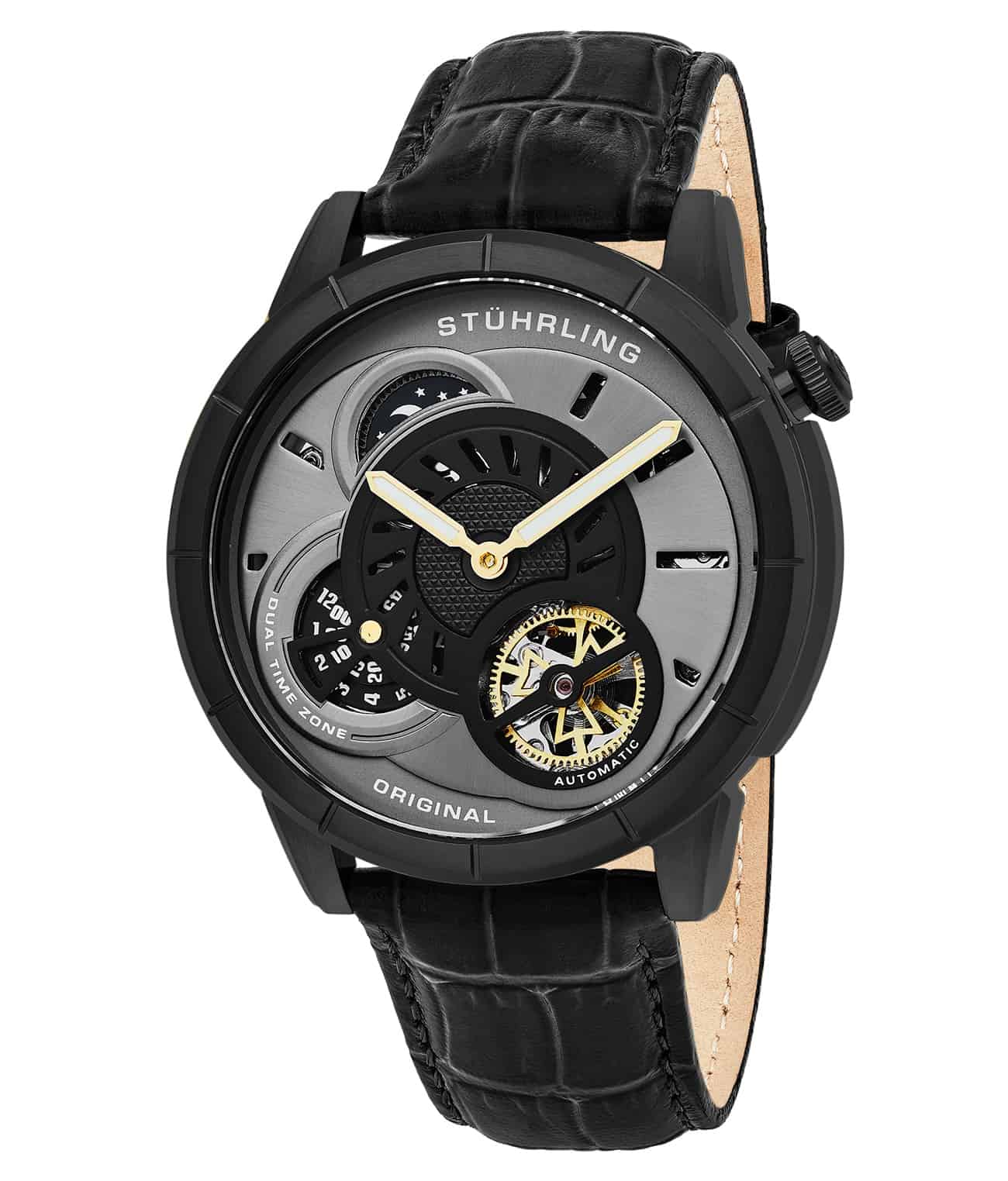 Black Dial / Black Case / Black Leather Strap Tang Buckle