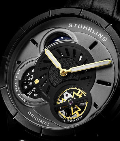 Black Dial / Black Case / Black Leather Strap Tang Buckle