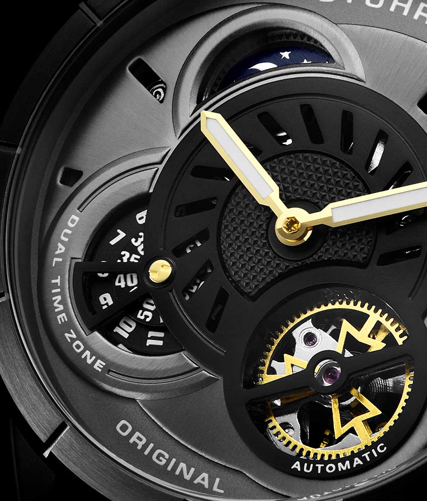 Black Dial / Black Case / Black Leather Strap Tang Buckle