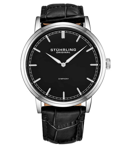 Black Dial / Silver Case / Black Leather Strap Tang Buckle