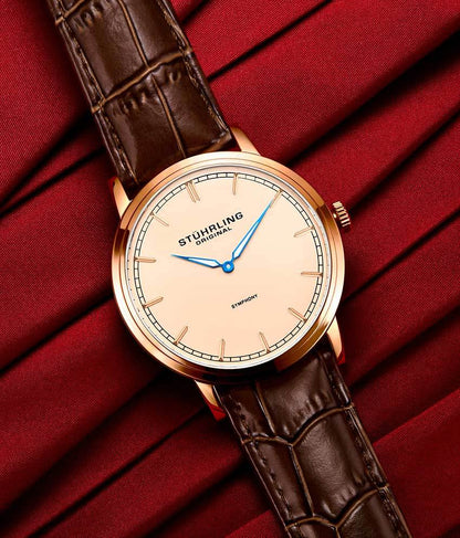 Champagne Dial / Rose Case / Brown Leather Strap Tang Buckle