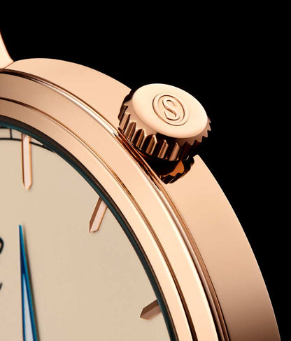 Champagne Dial / Rose Case / Brown Leather Strap Tang Buckle