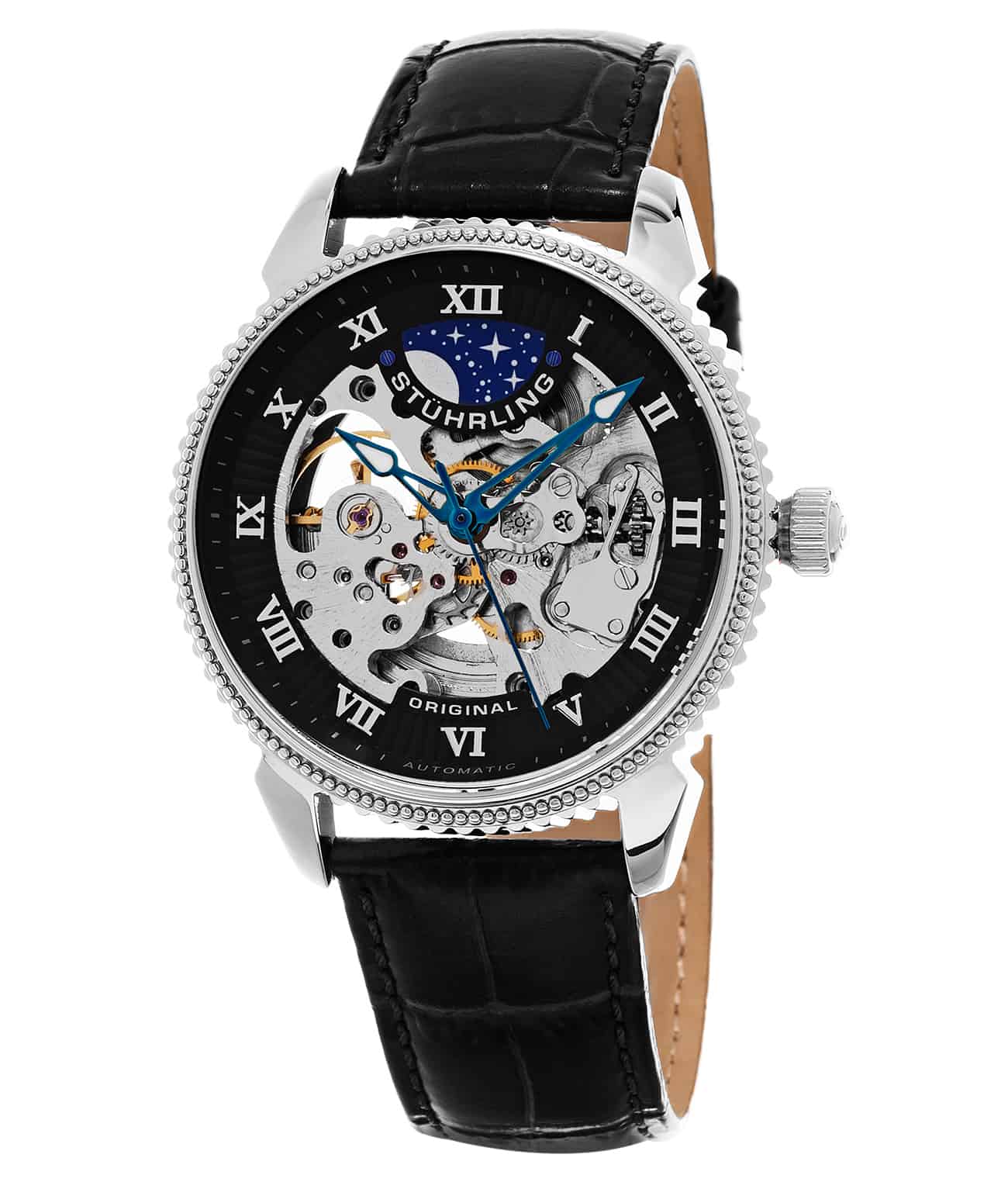 Black Dial / Silver Case / Black Leather Strap Tang Buckle