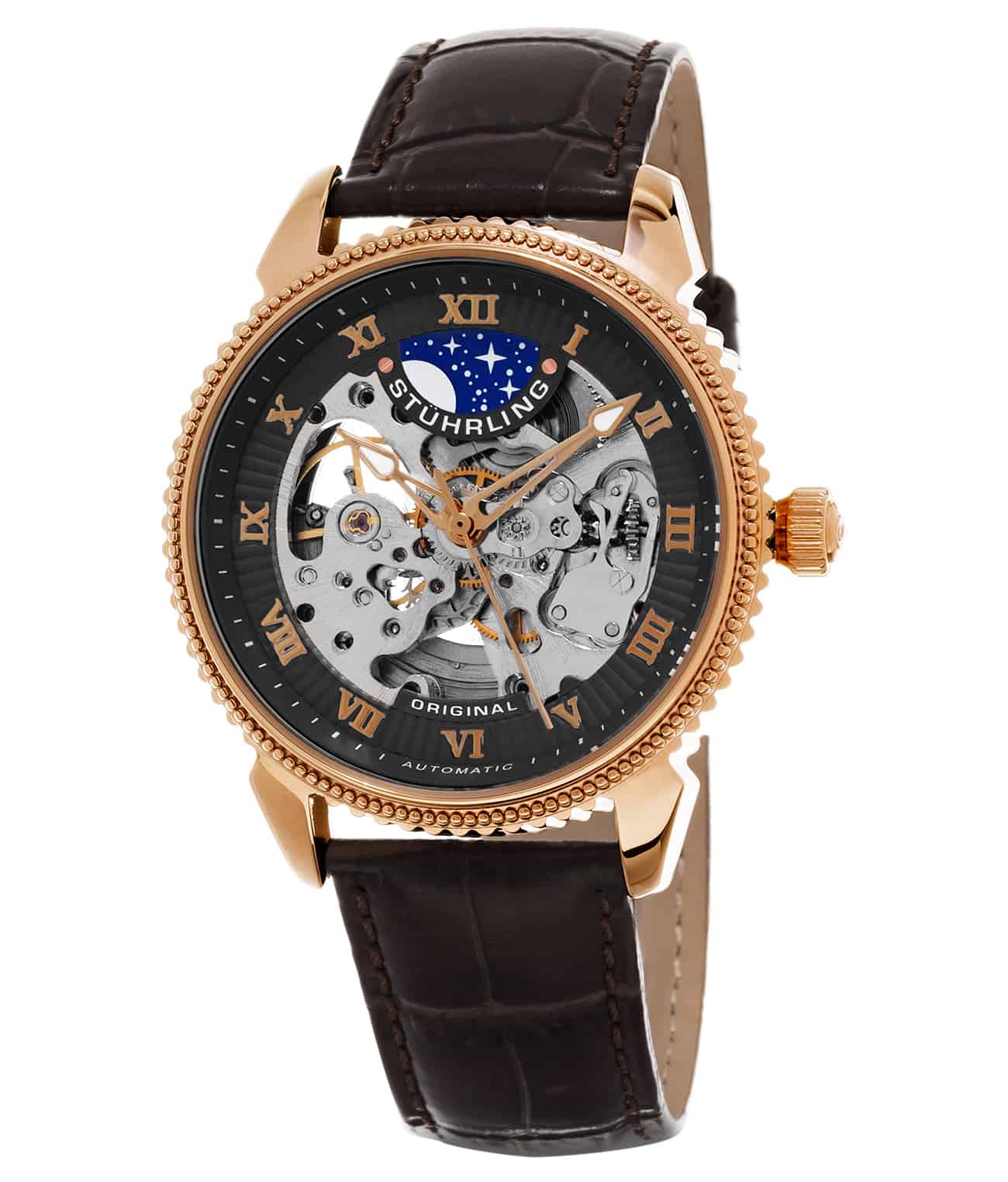 Grey Dial / Rose Case / Brown Leather Strap Tang Buckle