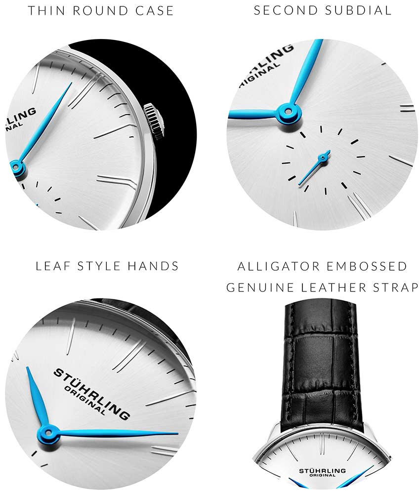 Silver Dial / Silver Case / Black Leather Strap Tang Buckle