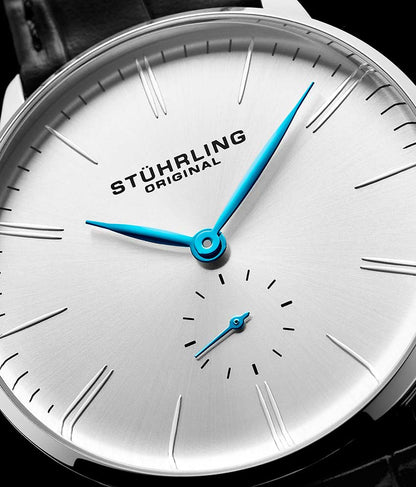 Silver Dial / Silver Case / Black Leather Strap Tang Buckle