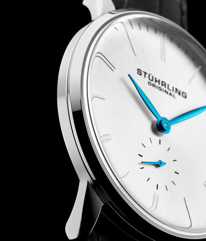 Silver Dial / Silver Case / Black Leather Strap Tang Buckle