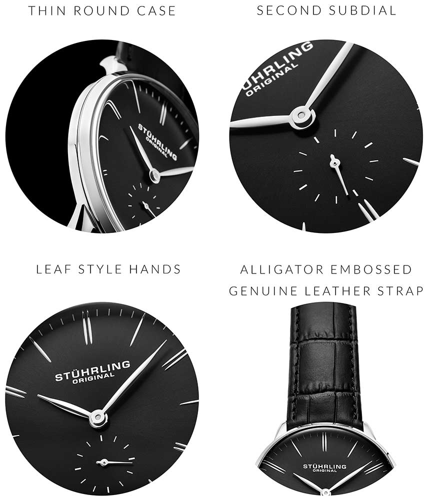 Black Dial / Silver Case / Black Leather Strap Tang Buckle