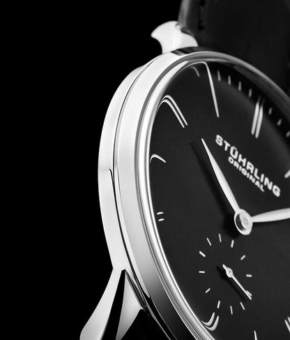 Black Dial / Silver Case / Black Leather Strap Tang Buckle