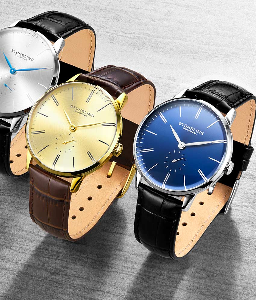 Blue Dial / Silver Case / Black Leather Strap Tang Buckle