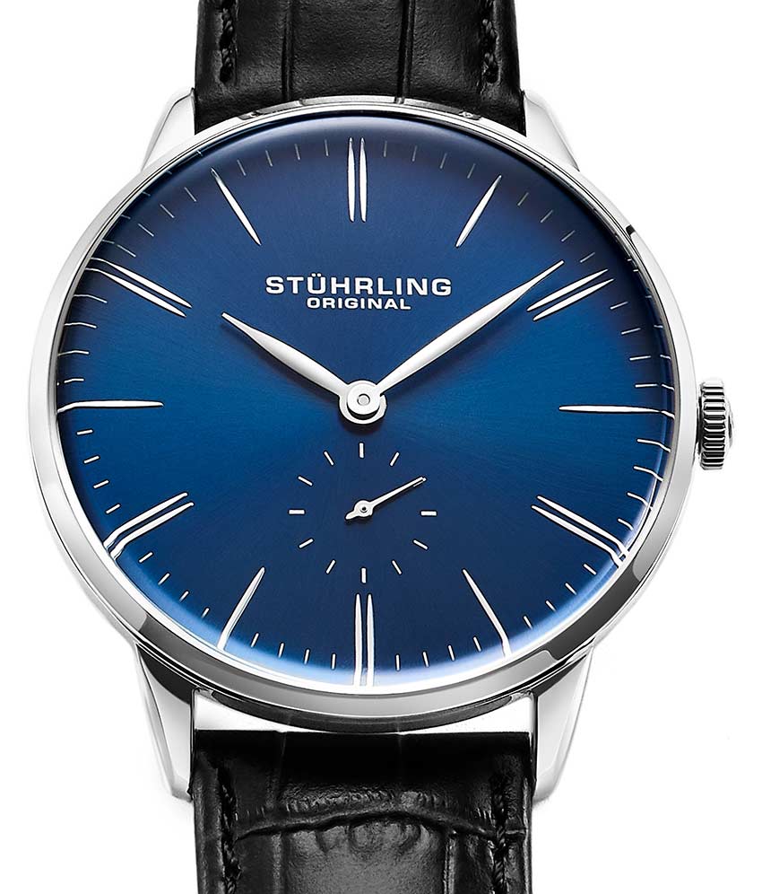 Blue Dial / Silver Case / Black Leather Strap Tang Buckle