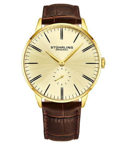 Champagne Dial / Gold Case / Brown Leather Strap Tang Buckle