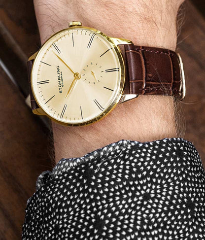 Champagne Dial / Gold Case / Brown Leather Strap Tang Buckle