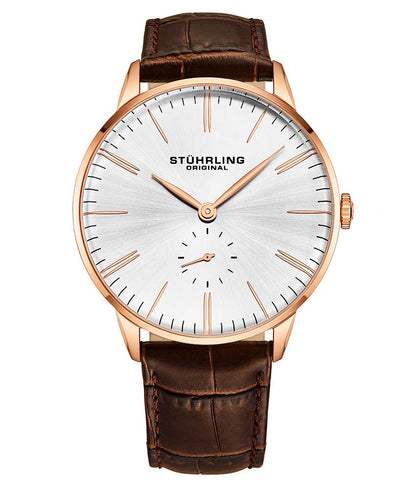 Silver Dial / Rose Case / Brown Leather Strap Tang Buckle