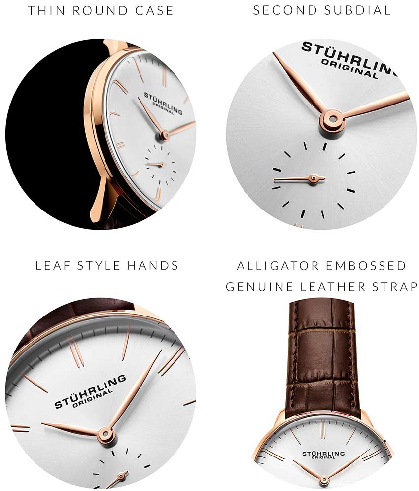 Silver Dial / Rose Case / Brown Leather Strap Tang Buckle