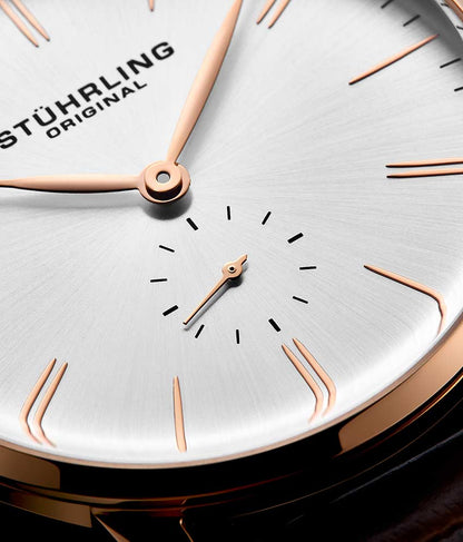 Silver Dial / Rose Case / Brown Leather Strap Tang Buckle