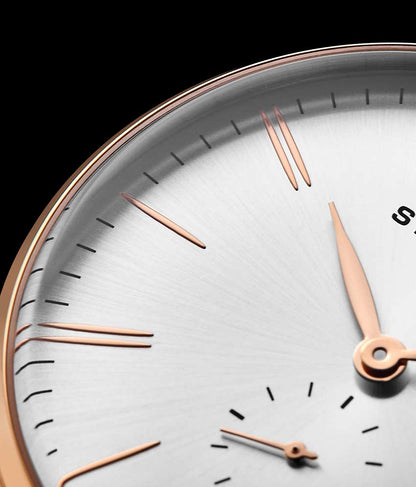 Silver Dial / Rose Case / Brown Leather Strap Tang Buckle