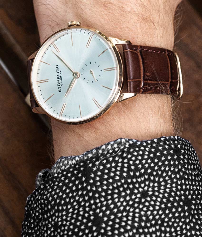 Silver Dial / Rose Case / Brown Leather Strap Tang Buckle