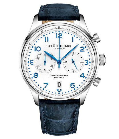 White Dial / Silver Case / Blue Band