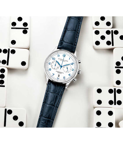 White Dial / Silver Case / Blue Band