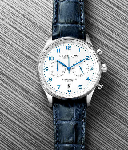 White Dial / Silver Case / Blue Band