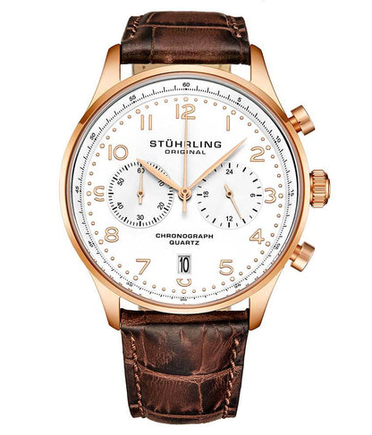 White Dial / Rose Case / Brown Band