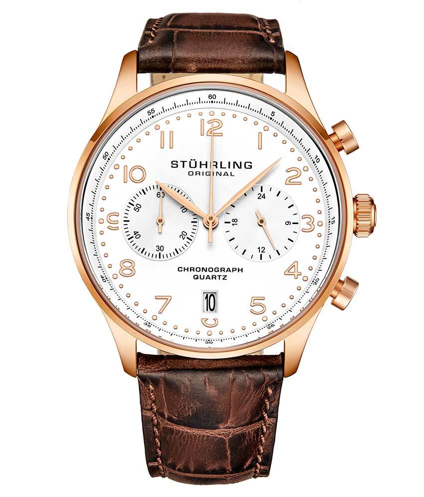 White Dial / Rose Case / Brown Band