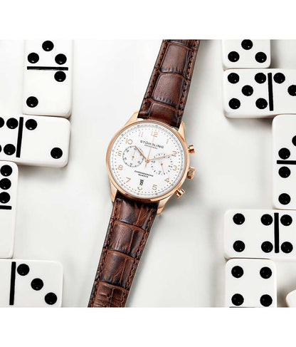 White Dial / Rose Case / Brown Band