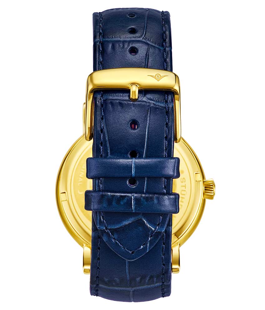 Black Dial / Gold Case / Blue Band