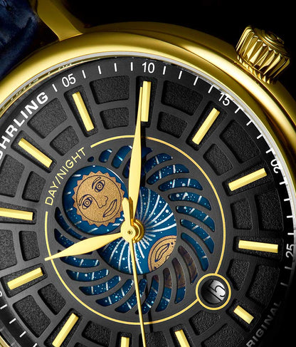 Black Dial / Gold Case / Blue Band