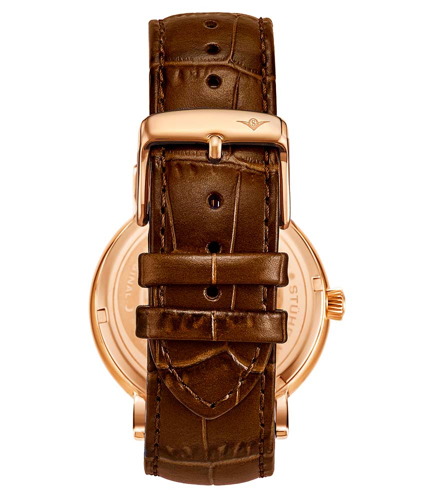 Black Dial / Rose Case / Brown Band