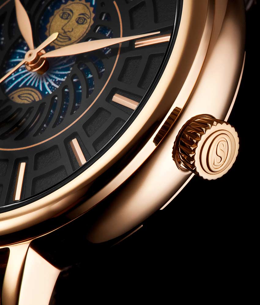 Black Dial / Rose Case / Brown Band