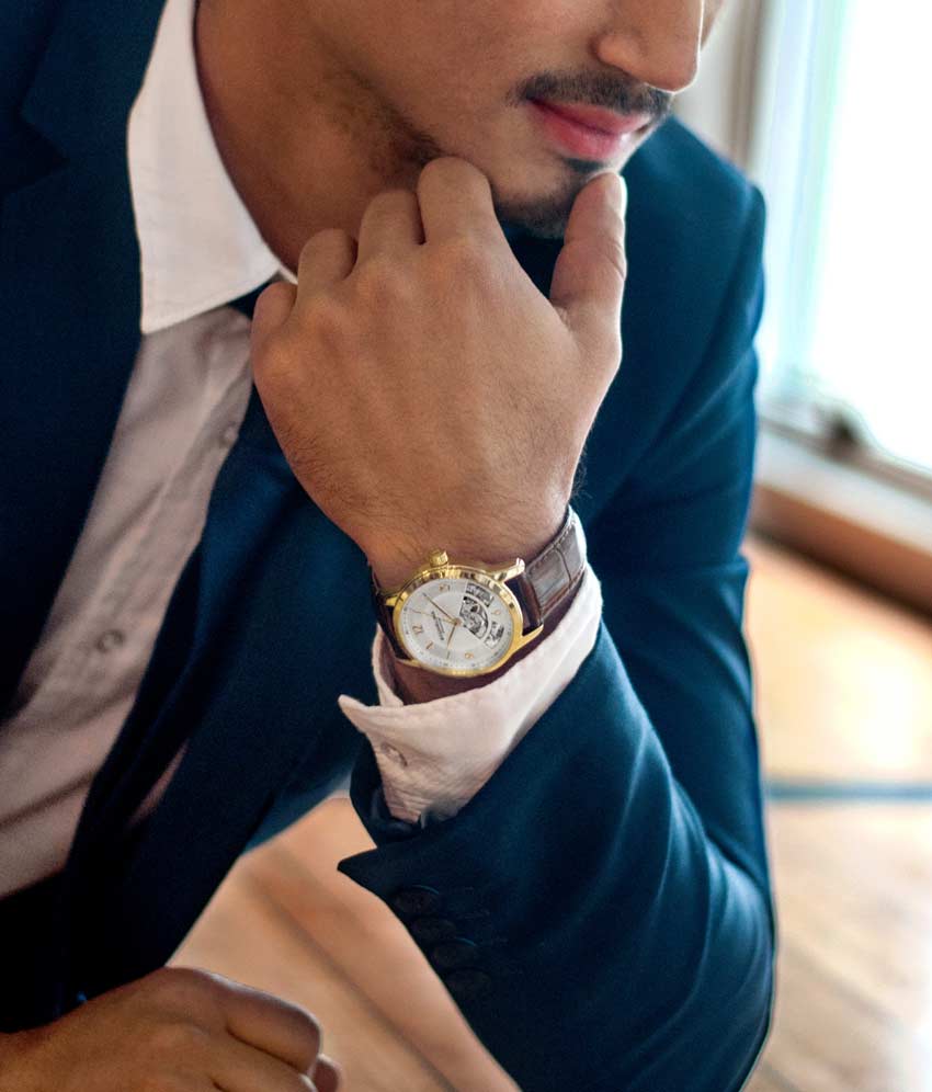 Silver Dial / Gold Case / Brown Band