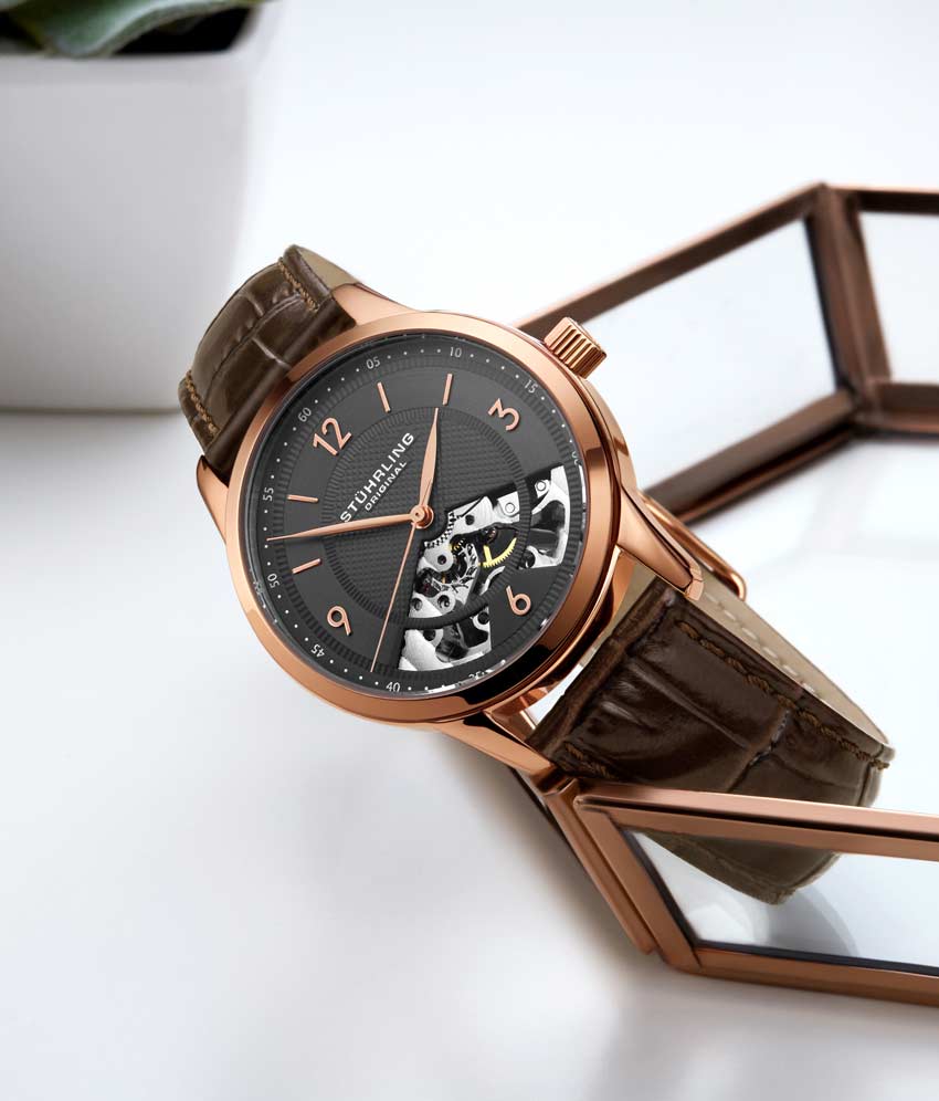 Grey Dial / Rose Case / Brown Band