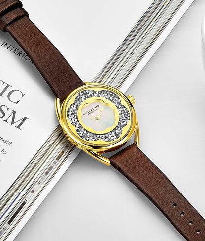 Silver Dial / Gold Case / Brown Band